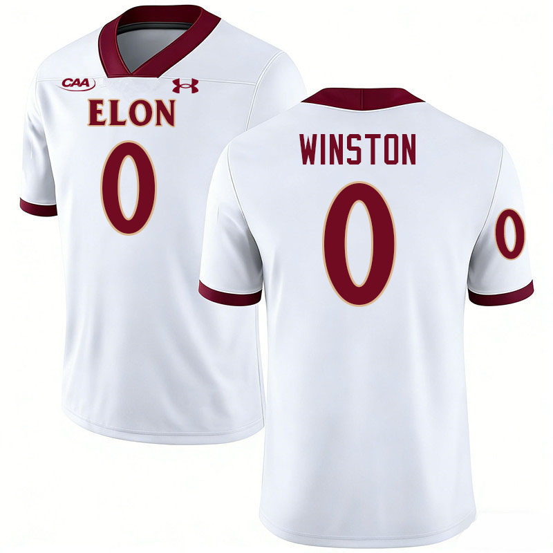 Elon Phoenix #0 Zimere Winston College Football Jerseys,Uniforms-White